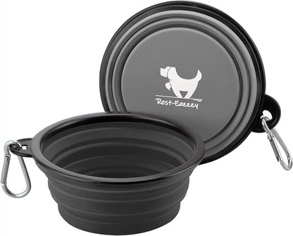 Collapsible Dog Bowls for Travel, 2-Pack Dog Portable Water Bowl for Dogs Cats Pet Foldable Feeding Watering Dish for Traveling Camping with Carabiners, BPA Free (Grey&Black, Small (Pack of 2))17