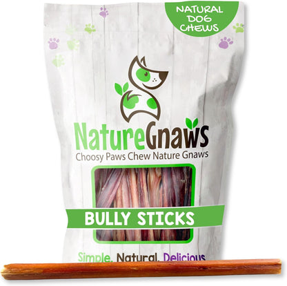 Nature Gnaws Extra Thin Bully Sticks for Small Dogs 5-6" (10 Count) - Long Lasting for Light Chewers and Puppies - Natural Beef Dog Chew Bones12