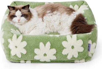 LE SURE Cute Dog Bed for Small Dogs Jacquard Washable Puppy Beds,25X21X7In | Rectangle Pet Bed,Comfy Orthopedic Pet Sofa for Home Decor,Anti Slip Bottom,Up to 15Lbs,Cozy Clouds Blue9