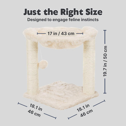 TRIXIE Baza XXL Cat Scratching Posts, Indoor Cat Furniture with Plush Hammock, Jute Scratcher Posts and Dangling Toy Ball, 18.1" L X 18.1" W X 19.7" H, Cream3