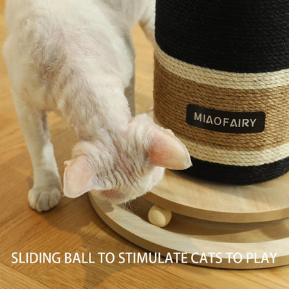 Cat Scratching Post, Premium Cat Scratching Board, Sisal Fiber Cat Scratcher-24.8 Inches with Hanging Ball, Red Wine Bottle Simple Design-Suitable Indoor Small and Medium Cats (24.8 In, Wooden Base)5