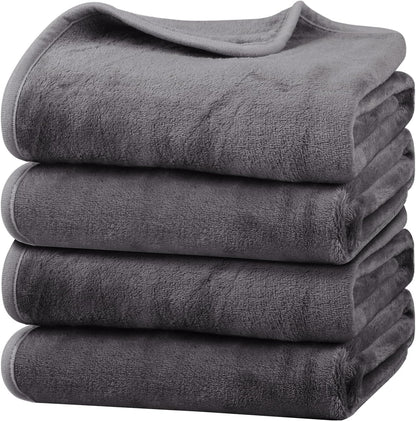 Onarway Dog Blanket Washable for Puppy: 4 Packs Dog Blankets 40”X28” | Fluffy Soft Small Throw for Cat Puppy Kitten Dogs - Fleece Pet Blankets for Bed Sofa Car and Indoor - Grey and Khaki12