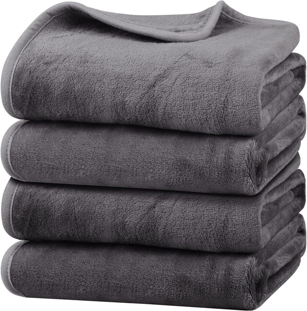 Onarway Dog Blanket Washable for Puppy: 4 Packs Dog Blankets 40”X28” | Fluffy Soft Small Throw for Cat Puppy Kitten Dogs - Fleece Pet Blankets for Bed Sofa Car and Indoor - Grey and Khaki12