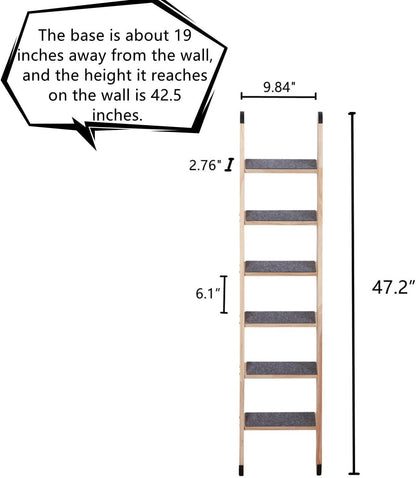 SHENGOCASE Solid Wood Wall Leaning Cat Ladder for Indoor Cats and Small Medium Dog, Stair Step for Window Bed, Wall Climbing Furniture (47.2")6