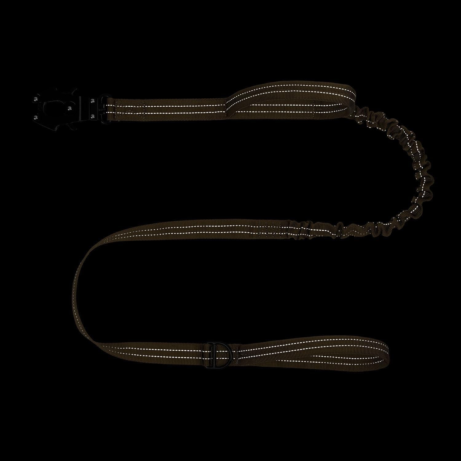 icefang-tactical-dog-leash-with-quick-release-metal-clasp-bungee-dog-lead-with-2-control-handles-hands-free-d-ring-reflective-4ft-length-for-medium-large-dogs-brown