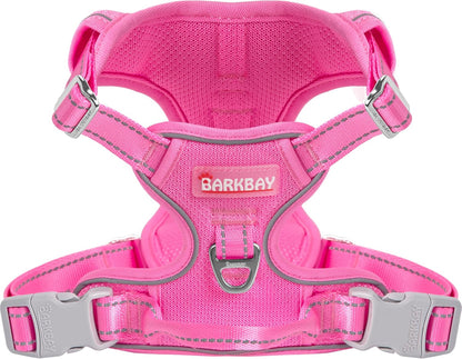 BARKBAY No Pull Pet Harness Dog Harness Adjustable Outdoor Pet Vest 3M Reflective Oxford Material Vest for PINK Dogs Easy Control for Small Medium Large Dogs (L)14