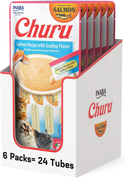 INABA Churu Cat Treats, Lickable, Squeezable Creamy Purée Cat Treat with Green Tea Extract & Taurine, 0.5 Ounces Each Tube, 24 Tubes (4 per Pack), Chicken Recipe14
