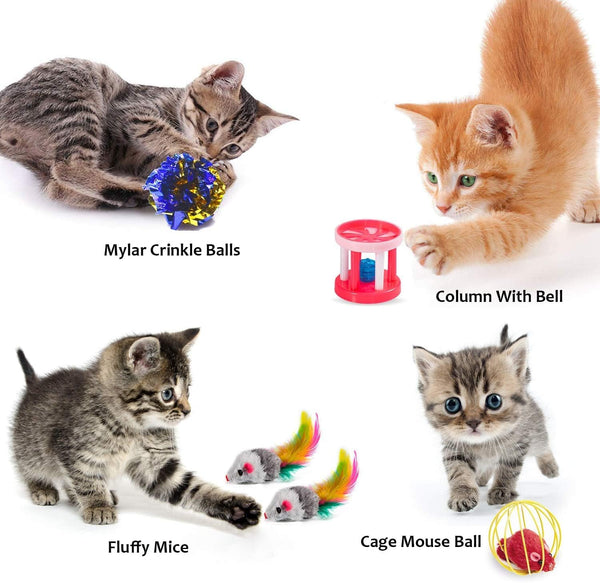 AILUKI 35PCS Cat Toys Variety Pack for Indoor Cats, Kitten Toys Set with Collapsible Cat Tunnel, Feather Wand, Plush Mice, Crinkle Balls & Interactive Cat Toys Bundle Storage Bag5