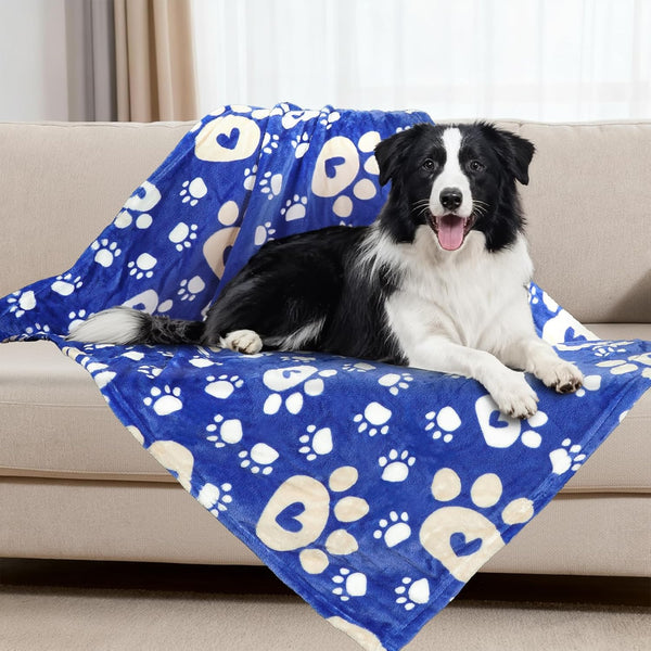 Rezutan Blanket for Large Dogs, Cat Flannel Washable Soft Pet Mat Throw Cover for Kennels-Beds, Sofas, Furniture Protection, Cute Paw Pattern, Black, 50X40 Inch25