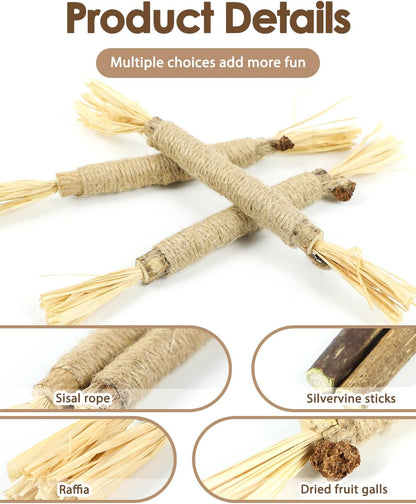 Tocirelo Silvervine Sticks for Cats, Natural Cat Chew Toy Teeth Cleaning | 6Pack Matatabi Sticks Dental Care Kitten Treat, Catnip Cat Teething Toys, Catmint Silver Vine Sticks for Bored Indoor Kitty5