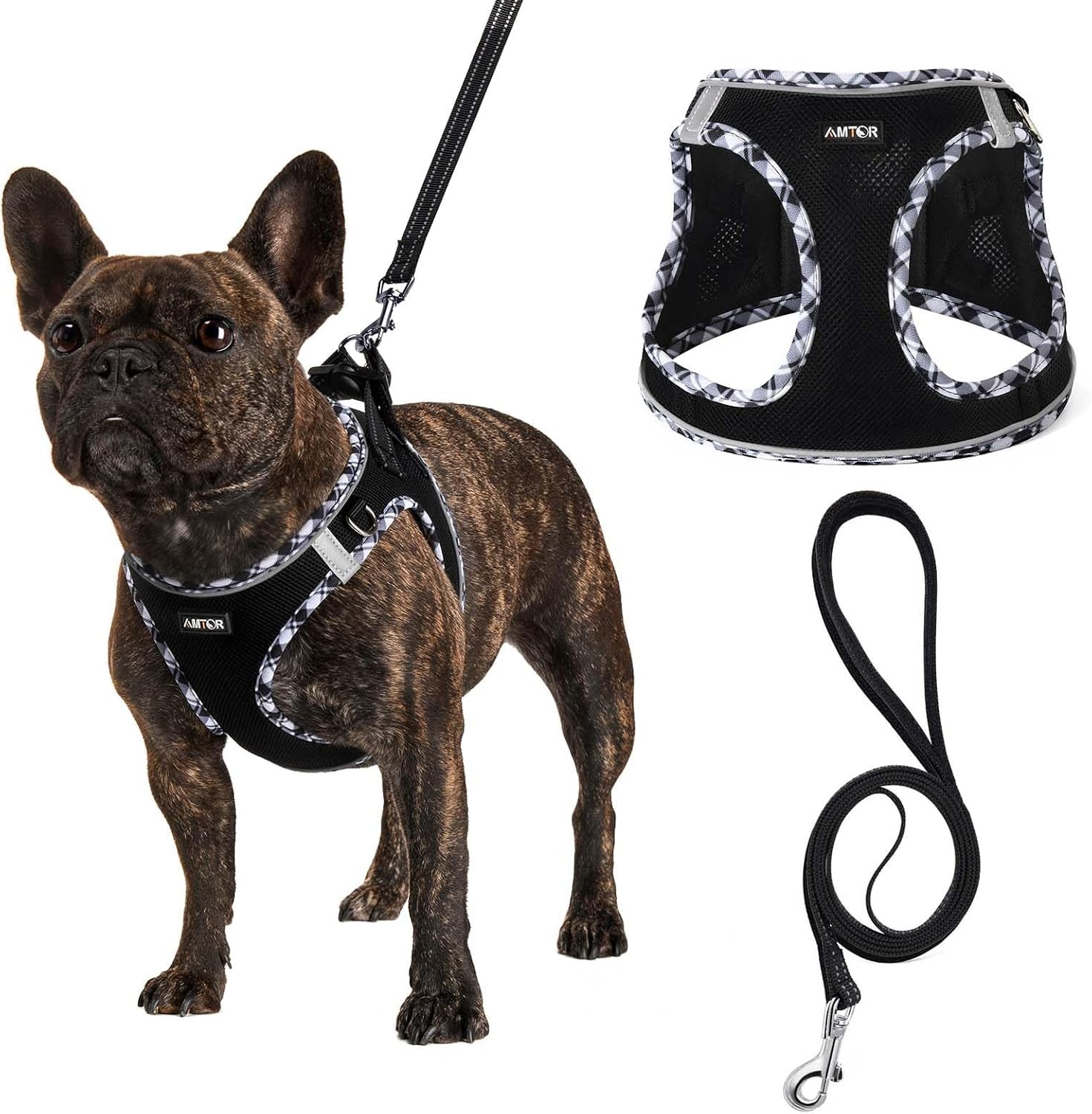 amtor-small-dog-harness-with-leash-set-no-escape-easy-walk-puppy-harnesses-for-training-walking-step-in-reflective-soft-dogs-vest-for-xs-s-medium-extra-small-large-sized-doggreen-s