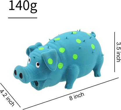 Andiker Dog Squeaky Toy, Dots Latex Dog Chew Toys with a Oinks Sound Squeaker Grunting Pig Dog Toy Durable Self Play 8" Dogs Squeeze Toy for Dental Biting Chasing to Kill Boring Time (Blue)5