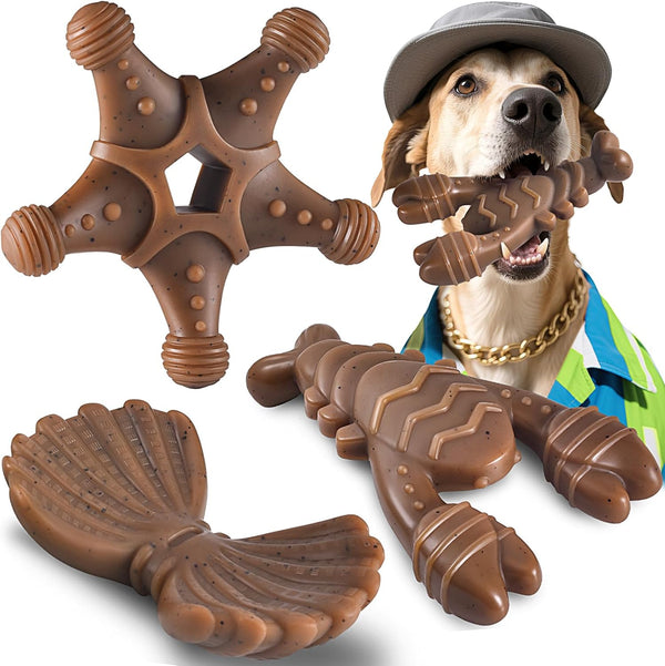 NEZIN Dog Toys for Aggressive Chewers, Indestructible Toys for Large Dogs, Dog Chew for Large Medium Small Breed, 3 Pack Super Chewer with Tough Nylon, Gift for Dogs1