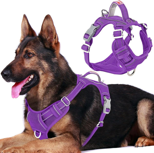 BARKBAY Dog Harness No Pull with ID Tag Pocket - Heavy Duty, Reflective, Easy Control for Large Dogs(Blue,L)65
