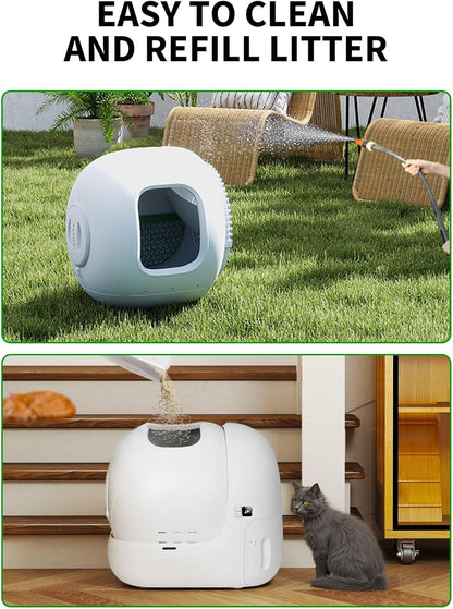 PETKIT Puramax 2 Automatic Self-Cleaning Cat Litter Box, App Control Automatic Litter Box with Safety Sensors, Odor Free & Anti-Leakage Basic Bundle Includes Trash Bags,2.4G Wifi & Low Entrance8