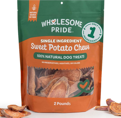 Wholesome Pride Healthy Sweet Potato Chews – Sensitive Stomach Dog Treats, No Preservatives, Single-Ingredient, No Grain, 16 Oz18