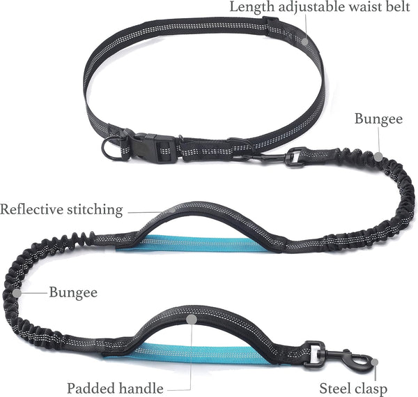 Iyoshop Retractable Hands Free Dog Leash - Dual Handle Bungee Waist Leash for Small, Medium and Large Dogs (Medium/Large, 25-150 Lbs, Black)8