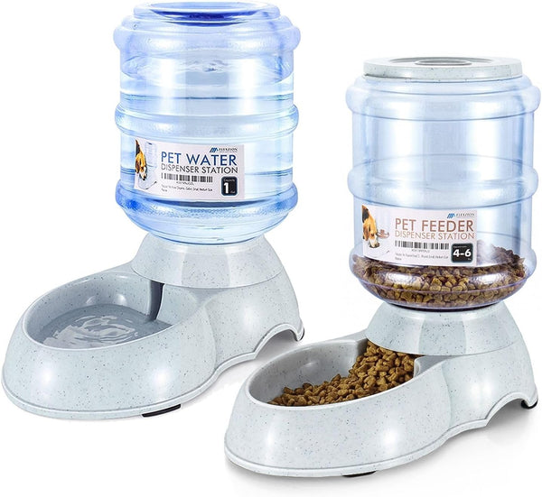 Flexzion Gravity Pet Feeder, Dog and Cat Food Dispenser, 1-Gallon Capacity | Self-Replenishing Dry Food Station with Non-Skid Feet and a Carry Handle; Holds Approximately 4-6 Lb of Kibble.10