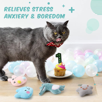 Gejoy 20 Pack Catnip Toys for Indoor Cat Plush Kitten Cat Chew Toys Catnip Kitten Entertaining Interactive Safe Teeth Cleaning Dolls(Lovely)5