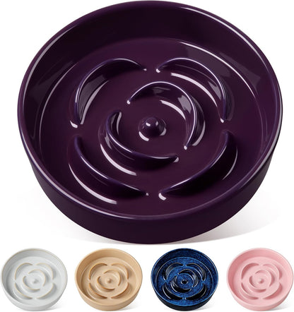 Vancasso Slow Feeder Dog Bowl, 0.6 Cups Ceramic Dog Food Dish for Fast Eaters Small Breed, Puzzle Bowl for Small Dogs and Cats, Blue23
