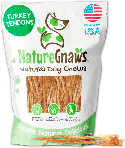 Nature Gnaws USA Turkey Tendons for Dogs (4Oz) - Delicious Grain Free Reward Snack for Small, Medium & Large Breeds - Premium Natural Dog Chew Treats1