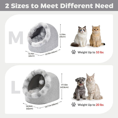 Avont Cat Bed Cave for Indoor Cats, Semi-Enclosed with Washable Cushion | Anti-Slip Bottom, Warm Plush, for Kittens & Small Dogs under 10 Lbs (M)2