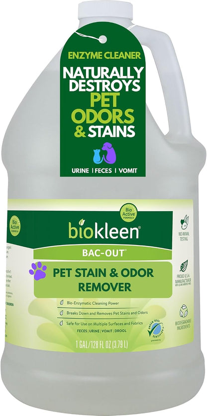 Biokleen Bac-Out Pet Stain Remover - Enzymatic, Natural, Plant-Based Destroys Stains & Odors, Safe for Surfaces & Fabrics, Carpet Cleaner - Eco-Friendly, Lavender Lime Scent, 1 Gallon1