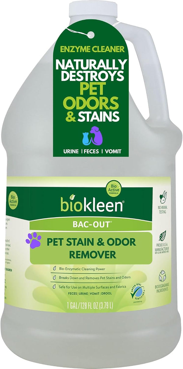 Biokleen Bac-Out Pet Stain Remover - Enzymatic, Natural, Plant-Based Destroys Stains & Odors, Safe for Surfaces & Fabrics, Carpet Cleaner - Eco-Friendly, Lavender Lime Scent, 1 Gallon1