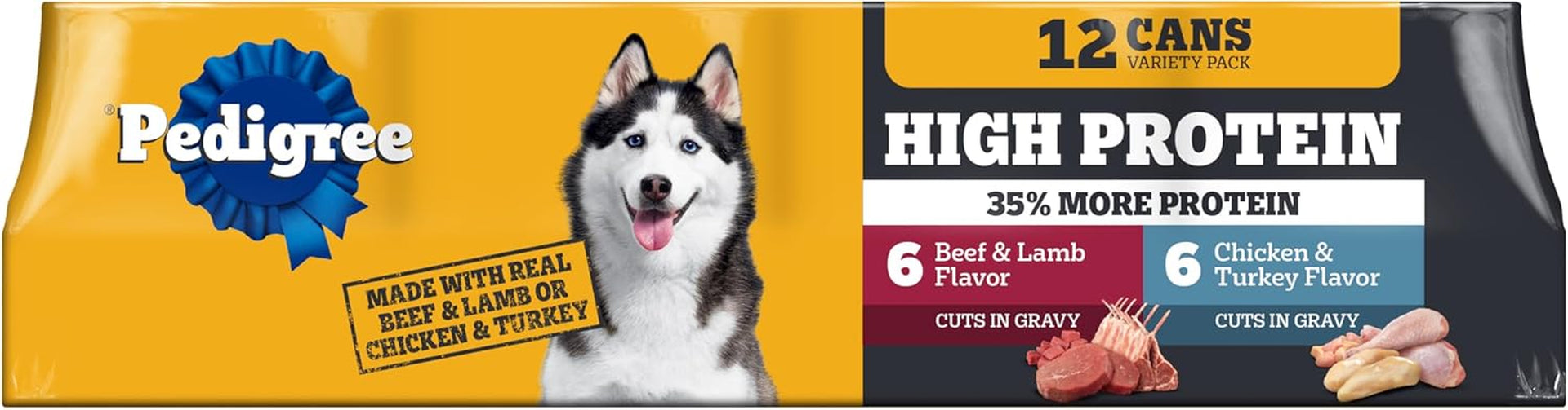 pedigree-high-protein-cuts-in-gravy-pack-wet-dog-food-13-2-oz-12-count-beef-lamb-chicken-turkey-slow-cooked-real-meat-40g-protein-per-can-serve-as-topper-or-complete-meal-canned-dog-food