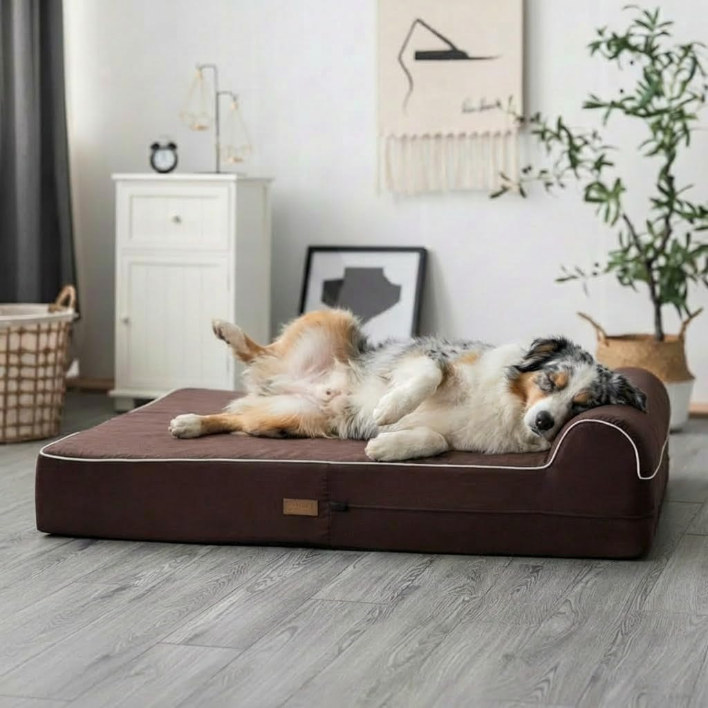 5-5-inch-thick-high-grade-orthopedic-memory-foam-dog-bed-with-pillow-and-easy-to-wash-removable-cover-with-anti-slip-bottom-free-waterproof-liner-included-for-medium-and-large-breed-dogs-brown
