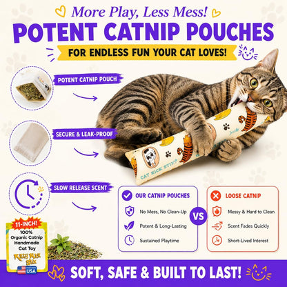 Kitty Kick Stix Set of 2 (11") - Durable Kicker Cat Toy - Catnip Kicker for Cats & Kittens - Interactive Toys for Cats - Cat Kick Stick - 100% Potent Organic Catnip for Indoor Cats6
