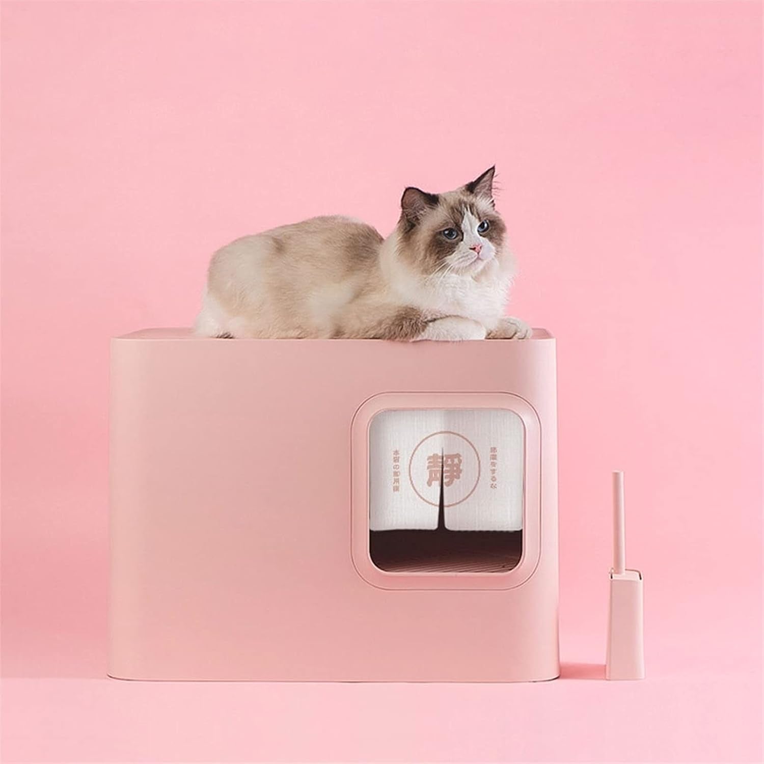 dog-potty-training-toilet-cat-litter-tray-fully-enclosed-japanese-style-box-toilet-kitten-anti-splash-and-deodorant-corridor-pet-with-curtain-pink-and-whitea