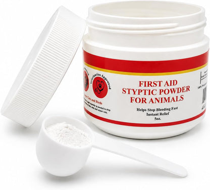 5 Oz Styptic Powder for Dogs, Cats & Birds Stops Bleeding– Quick Blood Clotting for Nail Clipping, Minor Cuts, Tail Docking & Wing Clipping – Pet First Aid Hemostatic Powder with Sealed Top & Scoop | Stops Bleeding, Quick Blood Clotting for Nail Clipping, Minor Animal Cuts & Wound Care, Pet First Aid Hemostatic1