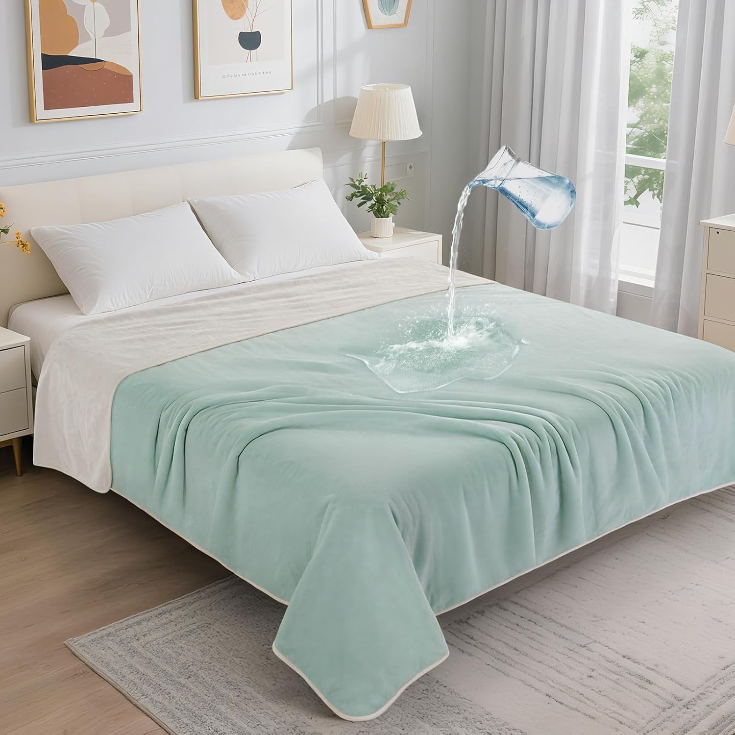loobani-waterproof-blanket-for-bed-soft-flannel-twin-bed-blanket-60-x-80-dog-pet-blankets-for-large-dogs-reversible-spill-proof-throw-for-couch-cover-movie-time-camping-travel-noise-free-grey