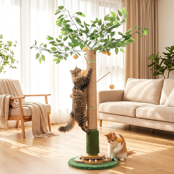 Tall Cat Scratching Post 51 Inch, Sisal Rope Cat Scratcher Tree | for Indoor Cats, Kittens and Large Cats to Stretch, Scratch, Play and Self-Groom; Suitable for Living Rooms and Cat Spaces.1