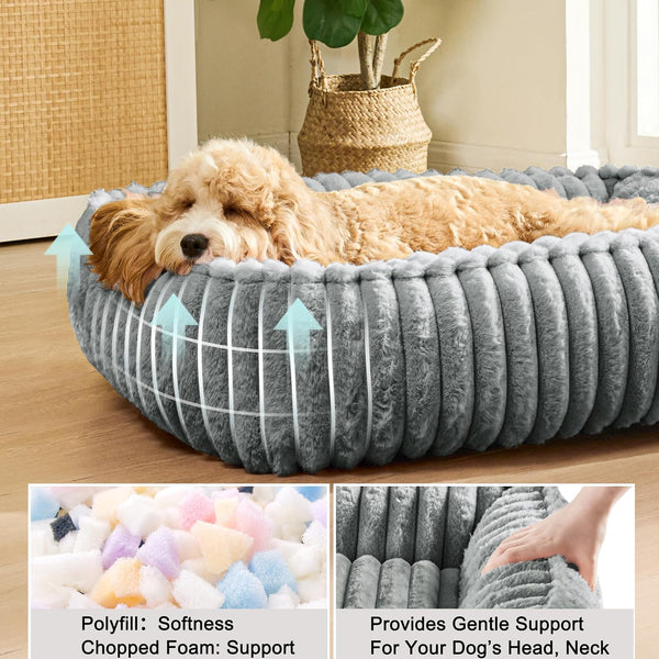 Small Dog Bed Calming Cat Bed for Indoor Cats 20’’X16’’Sage Grey | Rectangle Orthopedic Pet Sofa Bed, Washable Anti-Anxiety Soft Puppy Couch, Nonskid Bottom Furry Cuddler up to 9 Lbs3