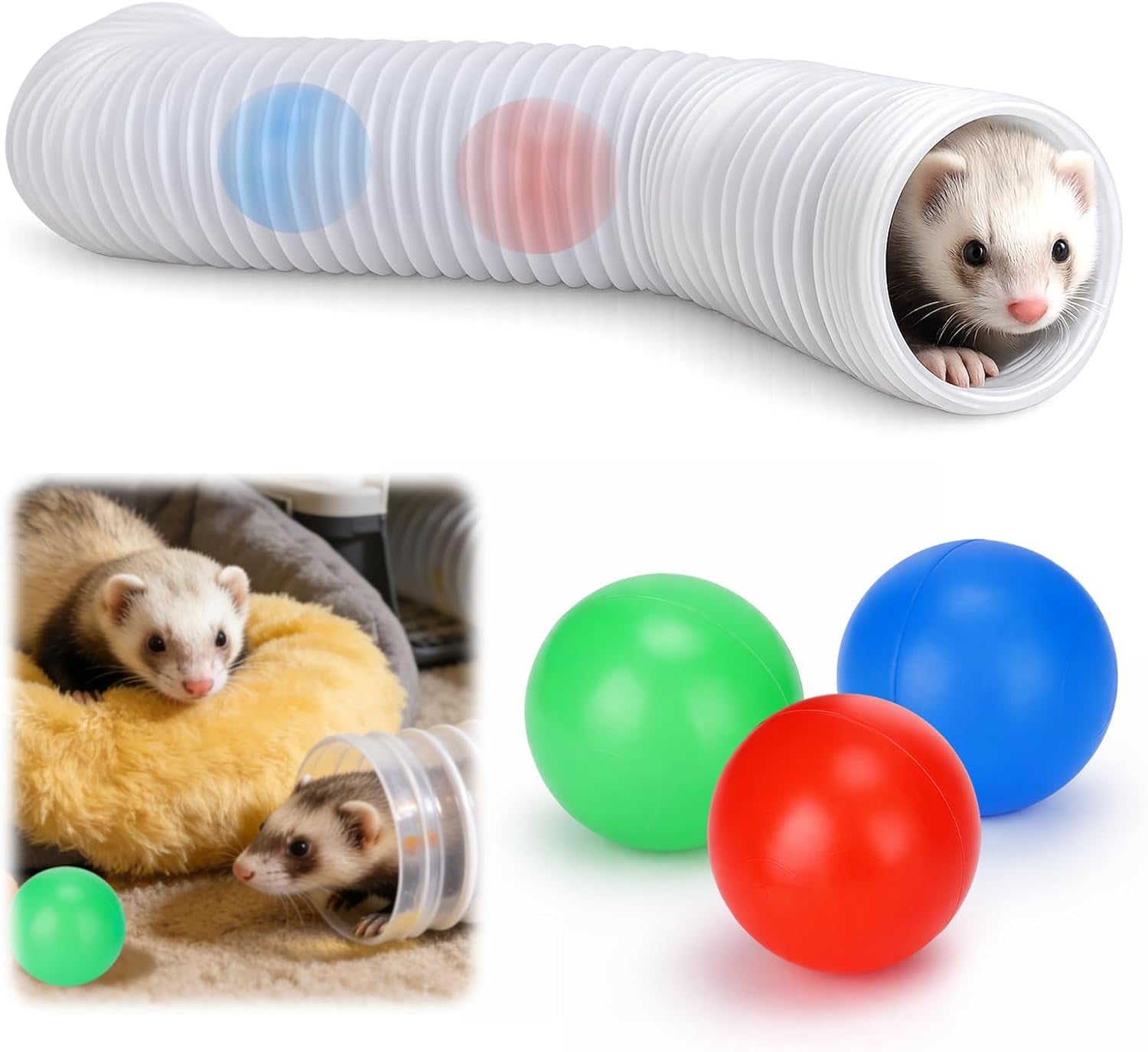 mity-rain-ferret-toys-with-3-balls-inclueded-collapsible-tunnel-tube-accessories-for-ferrets-guinea-pigs-hamsters-expandable-interactive-toys-supplies-for-small-pets