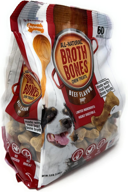 Nylabone Beef Broth Bones for Dogs, 60 Count, 2.6 Lbs2