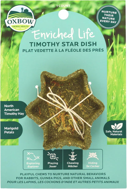 Oxbow Timothy Hay Star Dish, Rabbit & Guinea Pig Toy, Marigold Petals | Oxbow Enriched Life, Timothy Hay, Rabbit Chew Toys, Guinea Pig Enrichment, Guinea Pig Chew Toys, Rabbit Enrichment1