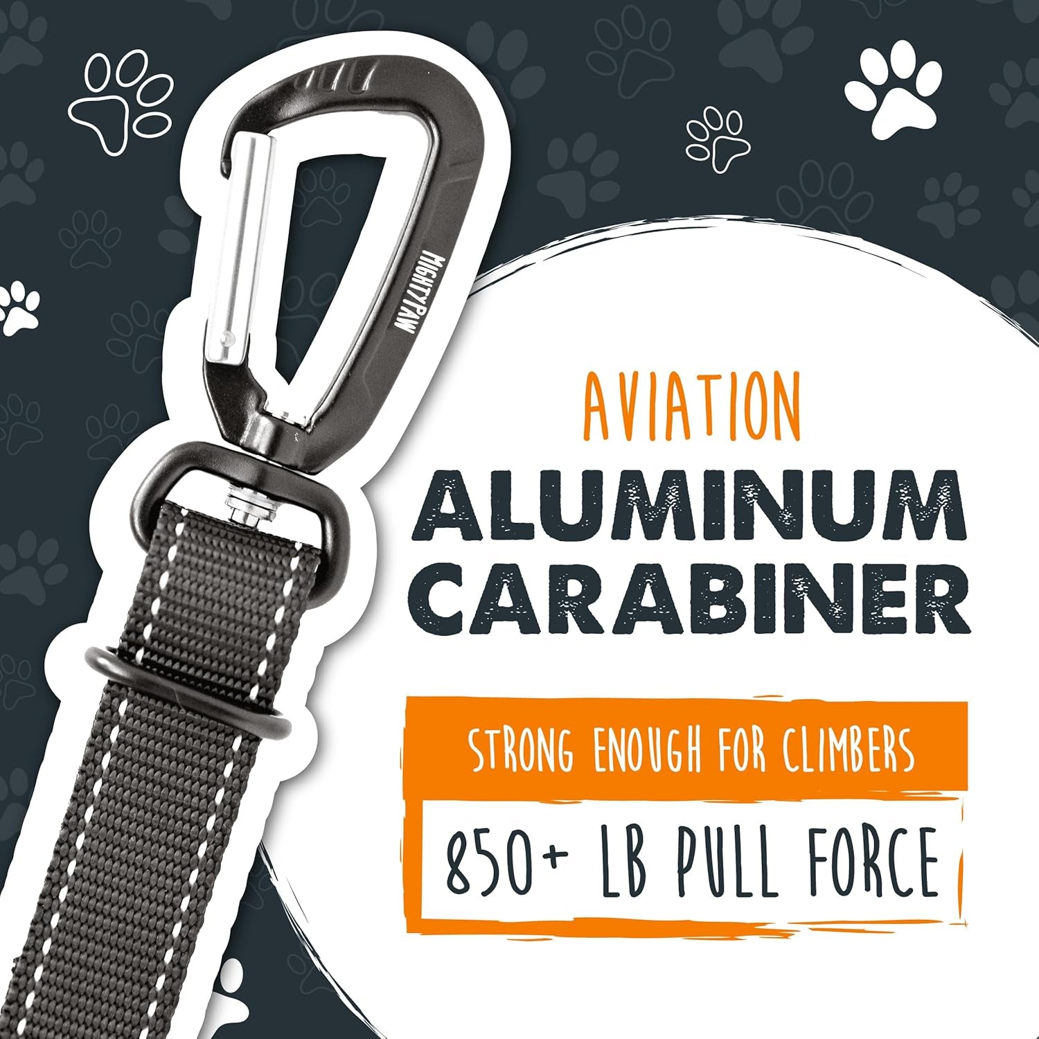 mighty-paw-dog-seat-belt-for-car-heavy-duty-aviation-aluminum-carabiner-850-lbs-force-rated-nylon-webbing-swivel-clip-16-26-in-adjustable