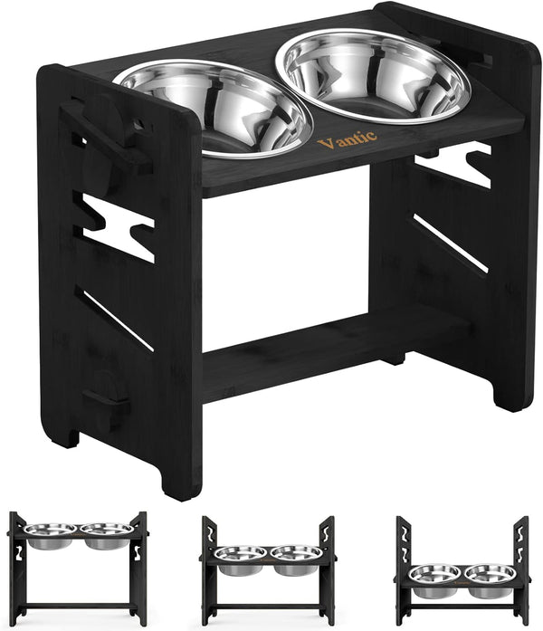 Vantic Elevated Dog Bowls, Raised Dog Bowl Stand Adjustable Small, Natural | Bamboo Elevated Feeder with 2 Stainless Steel Bowls, Adjustable Height Stand for Small Puppies and Cats13