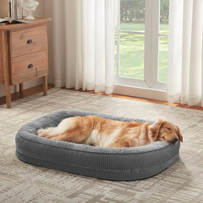 JOEJOY Orthopedic Dog Beds Large Sized Dog, XL Egg-Crate Memory Foam Pet Couch Bed with Bolster Sides, Waterproof Lining, Removable Washable Cover & Non-Slip Bottom, Grey7