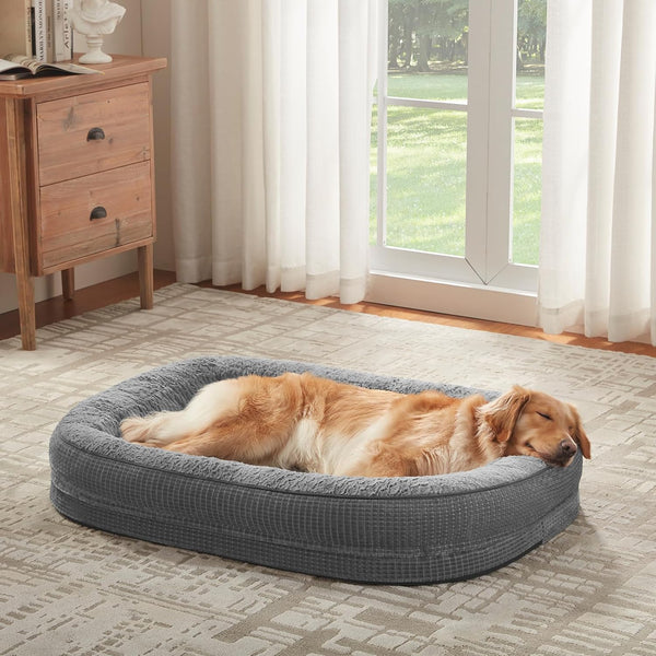 JOEJOY Orthopedic Dog Beds Large Sized Dog, XL Egg-Crate Memory Foam Pet Couch Bed with Bolster Sides, Waterproof Lining, Removable Washable Cover & Non-Slip Bottom, Grey7