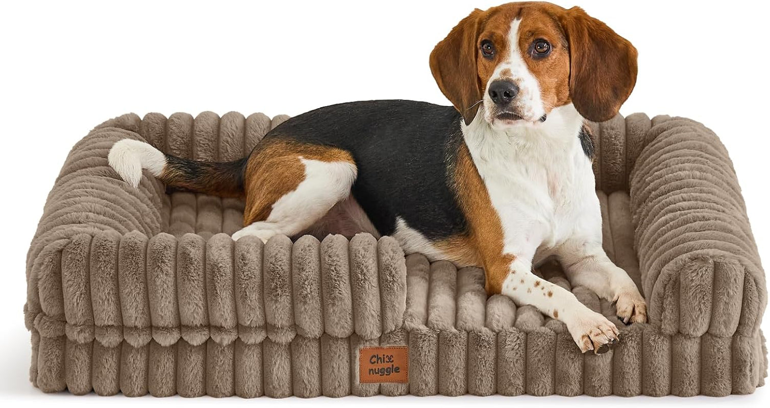 chixnuggle-orthopedic-dog-bed-washable-cover-faux-fur-bolster-pet-couch-waterproof-egg-crate-foam-non-slip-bottom-for-small-medium-dogs-dark-grey-30-24-7-dog-sofa-puppy-bed