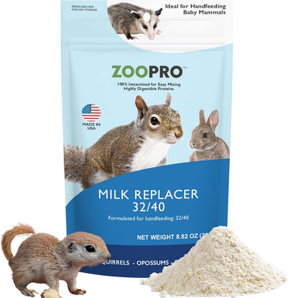 Milk Replacer - Healthy Powdered Formula Ideal for Baby Squirrels, Rabbits, Opossums, Raccoons | 100% Instantized for Mixing Digestible Proteins | 8.8Oz (Specialty Milk Replacer 8.8 Oz.)8