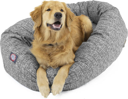 Majestic Pet 40 Inch Bagel Calming Dog Bed Washable – Cozy Soft round Dog Bed with Spine Support for Dogs to Rest Their Head - Fluffy Donut Dog Bed 40X29X9 (Inch) - round Pet Bed Large – Blue11