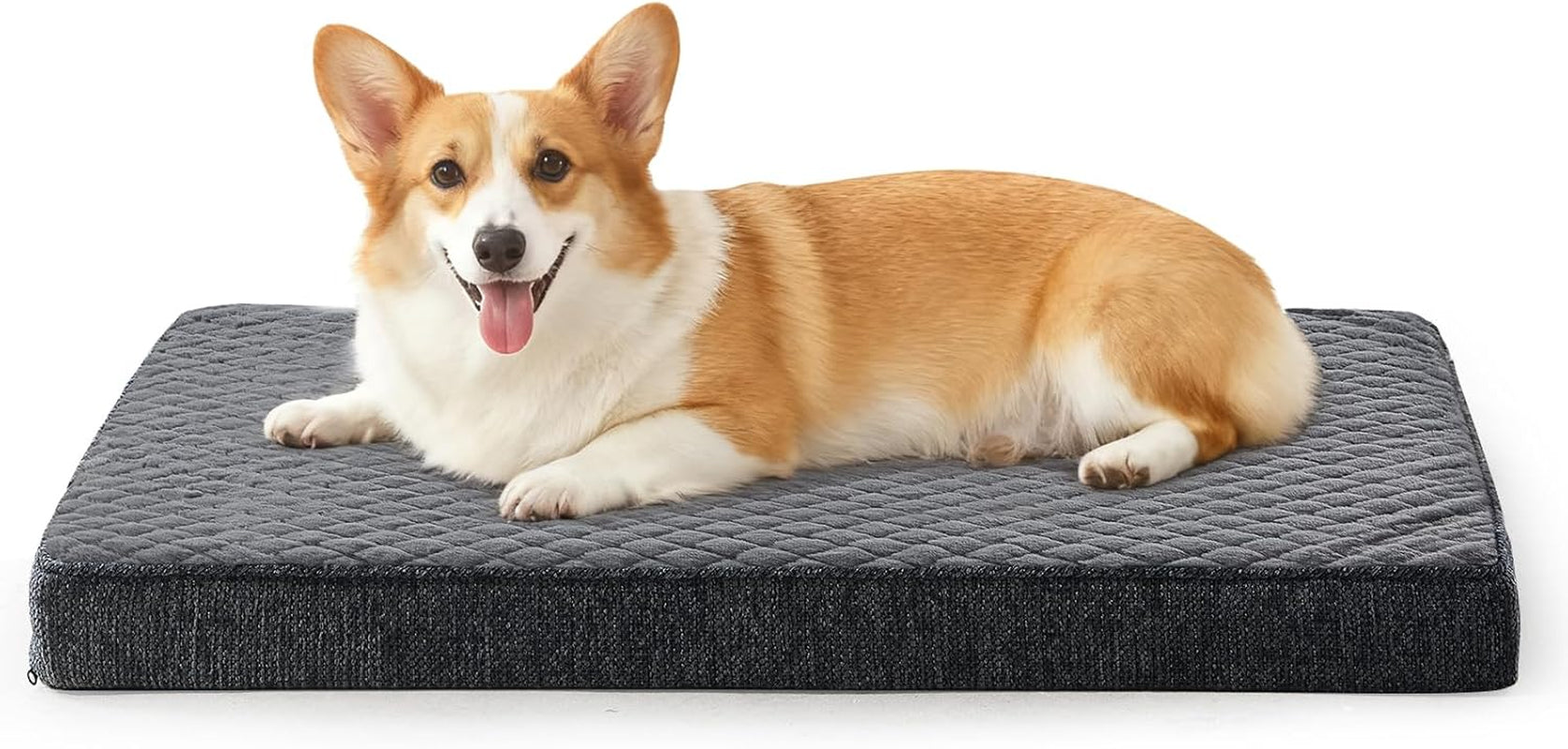 joejoy-orthopedic-xl-dog-bed-for-large-dogs-waterproof-dog-bed-for-crate-with-washable-removable-cover-extra-thick-egg-crate-memory-foam-pet-beds-grey-41x27