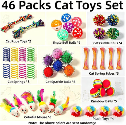46 PCS Cat Toys for Indoor Cats, Kitten Toys with Cat Spring Toy, Mint Catnip with Crinkle Mouse Ball for Indoor Cats Kittens Exercise2