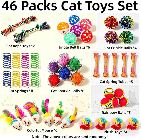 46 PCS Cat Toys for Indoor Cats, Kitten Toys with Cat Spring Toy, Mint Catnip with Crinkle Mouse Ball for Indoor Cats Kittens Exercise2