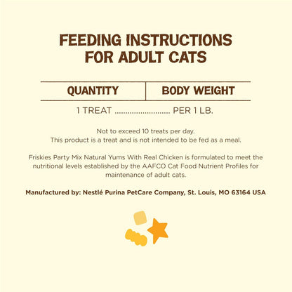 Purina Friskies Natural Cat Treats, Party Mix Natural Yums with Real Chicken & Vitamins, Minerals & Nutrients - (Pack of 6) 6 Oz. Pouches9
